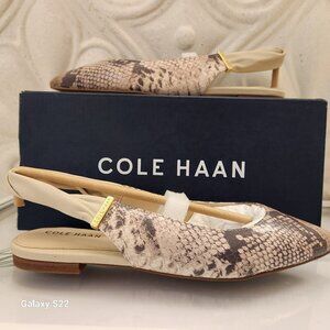 Cole Haan Eden Skimmer Ballet Flat Python Printed Leather Cement Size 5.5